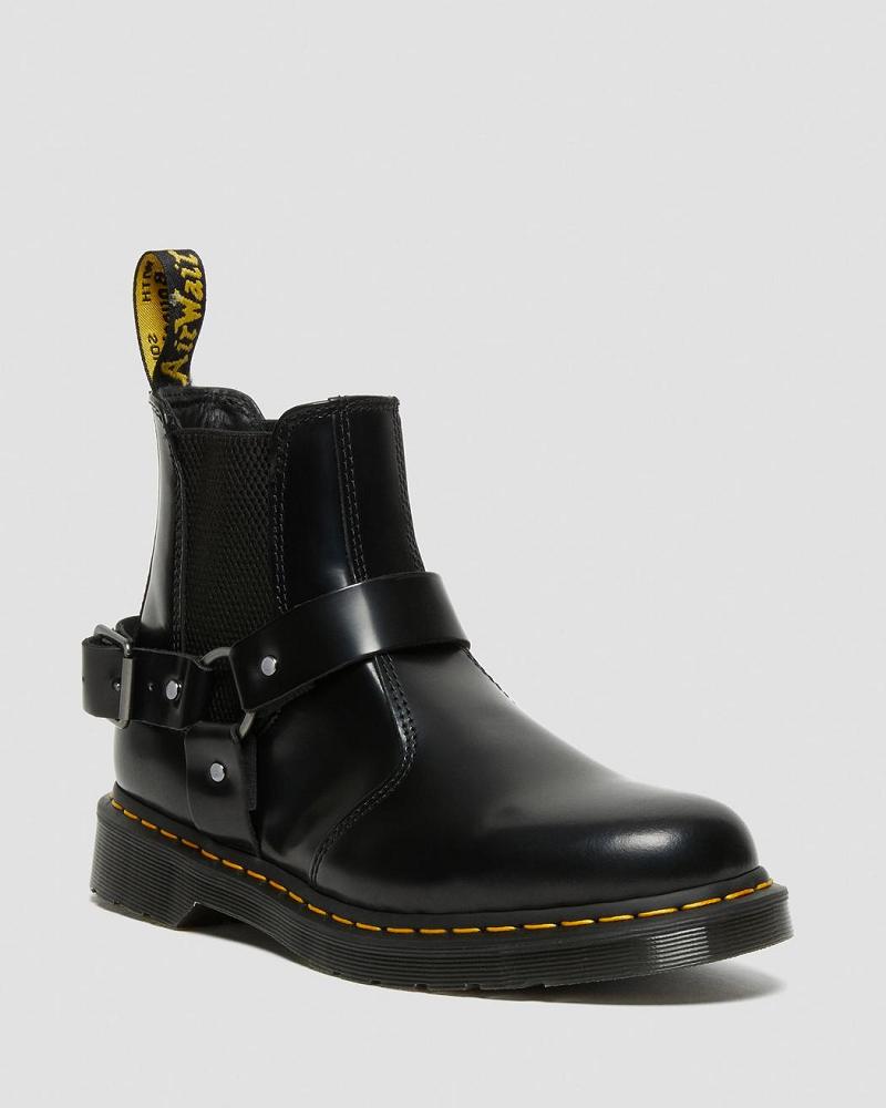 Men\'s Dr Martens Wincox Smooth Leather Buckle Boots Black | AU 458VRW